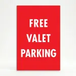 Free Valet Parking sign red background valet service sign