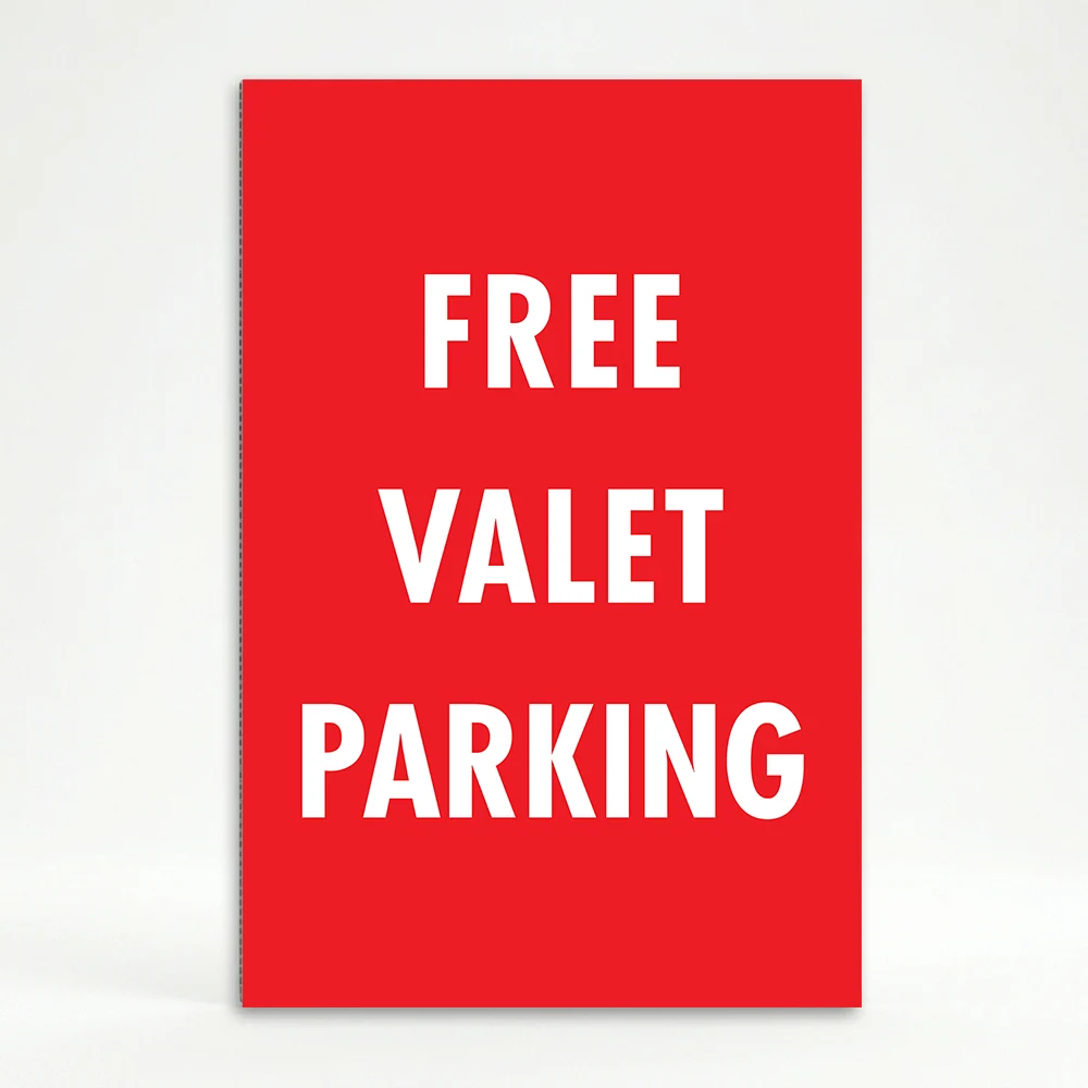 Free Valet Parking sign red background valet service sign