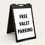 Free Valet Parking sign black text on white background