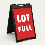 Lot Full sign red background white text