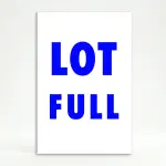 Lot Full sign white background blue text