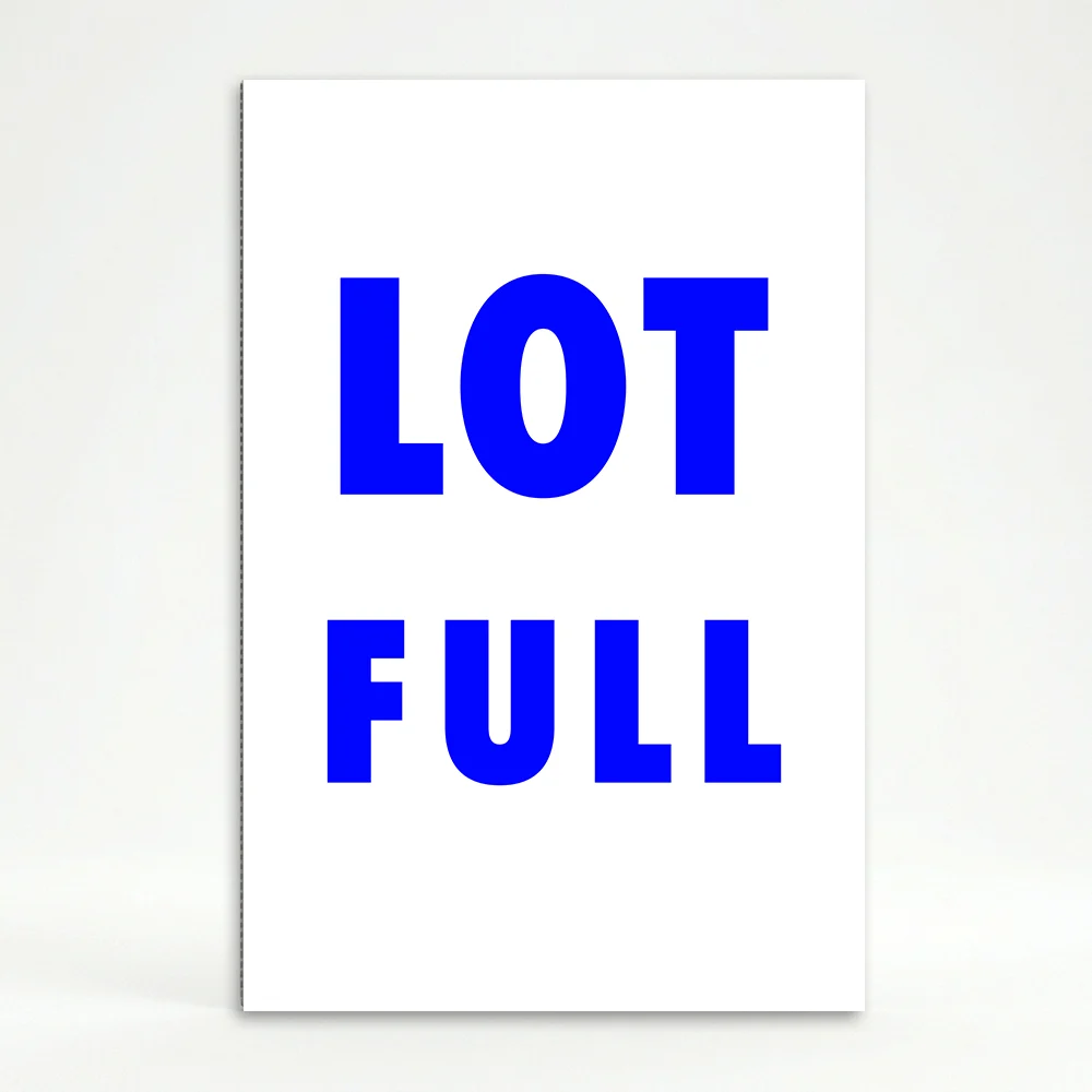 Lot Full sign white background blue text