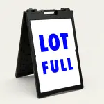 Lot Full sign white background blue text
