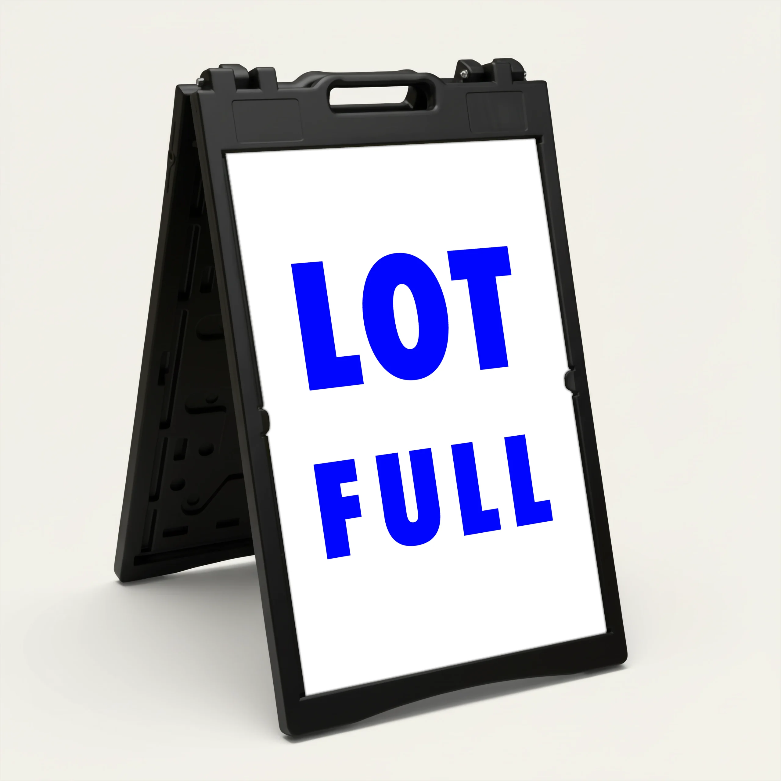 Lot Full sign white background blue text