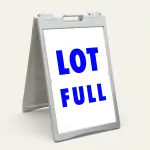 Lot Full sign white background blue text
