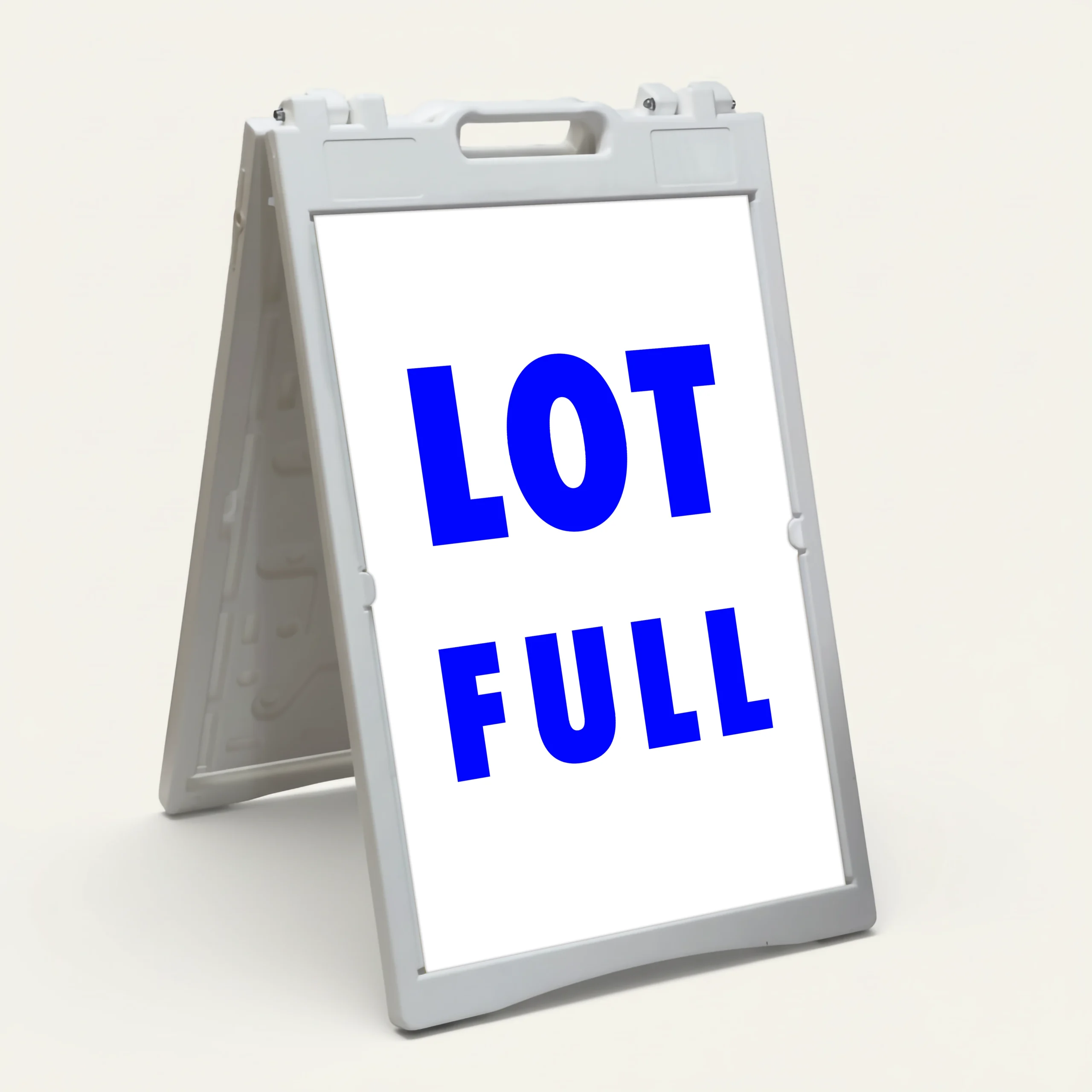 Lot Full sign white background blue text