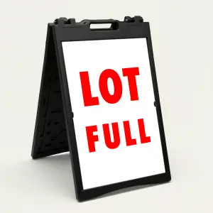 Lot Full sign white background red text
