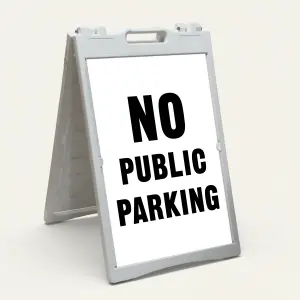 No Public Parking sign black text on white background