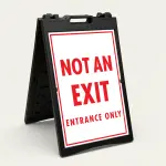 Not an Exit Entrance Only sign with white background and red text
