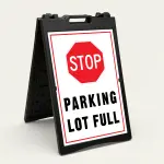 Parking Lot Full sign with red STOP symbol and black text on white background