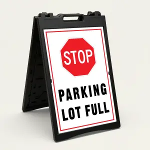 Parking Lot Full sign with red STOP symbol and black text on white background