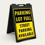 Parking Lot Full Street Parking Available sign with two-section yellow and black design