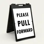 Please Pull Forward sign with bold black text on white background