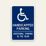 handicap parking additional parking in rear sign ADA accessible directional parking sign