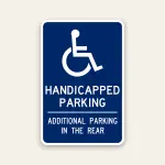 handicap parking additional parking in the rear sign ADA accessible parking directional sign