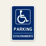 bilingual ADA parking sign English Spanish parking estacionamiento handicap accessible sign