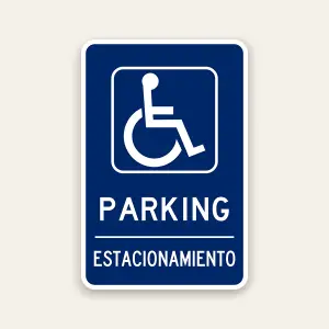 bilingual ADA parking sign English Spanish parking estacionamiento handicap accessible sign