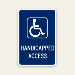 Handicapped access ADA sign with wheelchair symbol