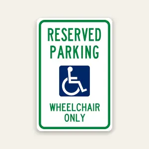 Reserved handicap parking wheelchair only sign with ADA symbol