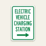 electric vehicle charging station direction sign with right arrow reflective