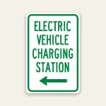electric vehicle charging station direction sign with left arrow reflective