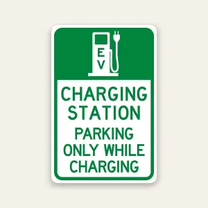ev charging station parking only while charging sign with icon reflective