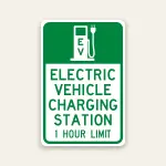 ev charging station sign 1 hour limit reflective with icon