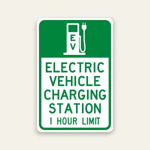 ev charging station sign 1 hour limit reflective with icon