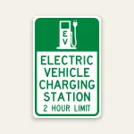 ev charging station sign 2 hour limit reflective with icon
