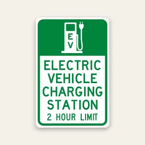ev charging station sign 2 hour limit reflective with icon