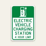 ev charging station sign 4 hour limit reflective with icon