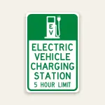 ev charging station sign 5 hour limit reflective with icon