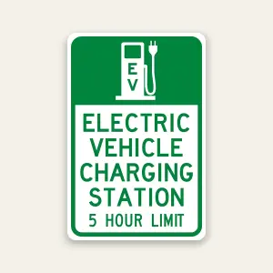 ev charging station sign 5 hour limit reflective with icon