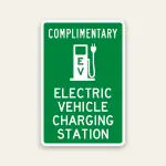 complimentary electric vehicle charging station sign reflective with icon