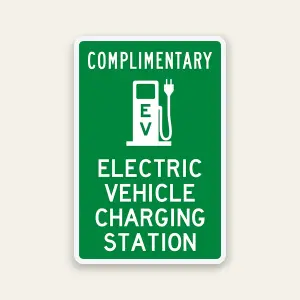 complimentary electric vehicle charging station sign reflective with icon