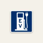 electric vehicle charging symbol sign blue reflective icon only