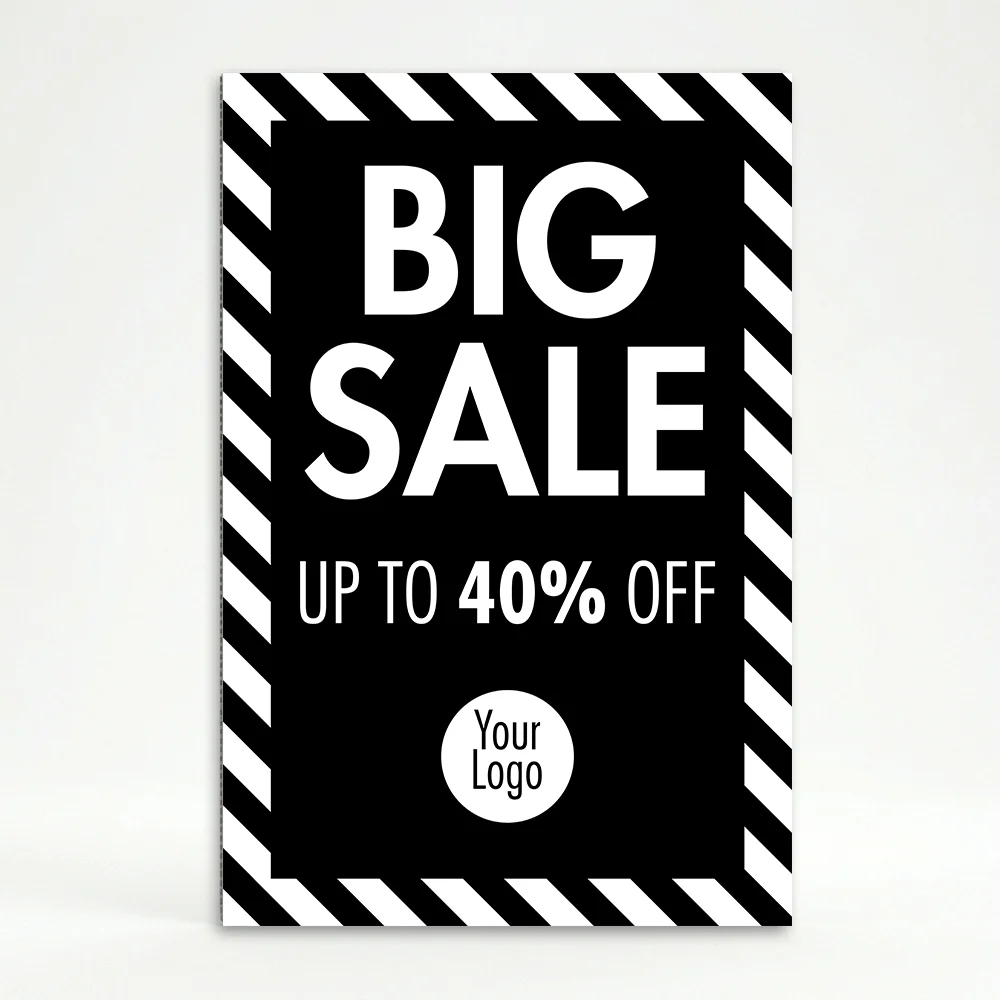 Custom Stripe Border A-Frame Sign for Promotions — Black panel with White Frame