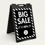Custom Stripe Border A-Frame Sign for Promotions — Black panel with White Frame