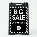 Custom Stripe Border A-Frame Sign for Promotions — Black panel with White Frame
