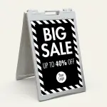 Custom Stripe Border A-Frame Sign for Promotions — Black panel with White Frame