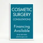 Custom full panel teal professional service A-frame sign with white border and flexible text layout for Los Angeles medical practice law firm or corporate office