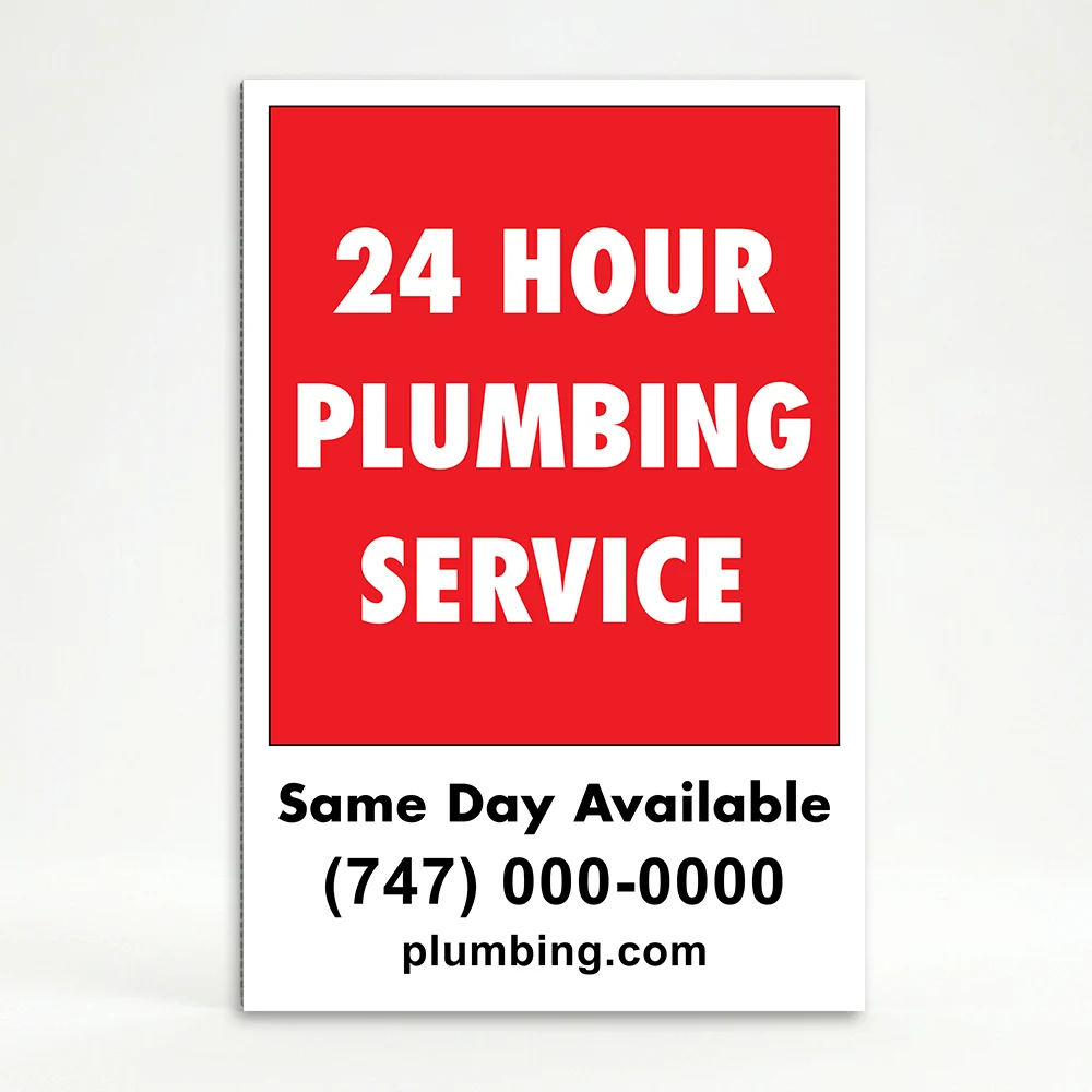 Custom message and contact A-frame sign with bold red upper section and white contact panel for Los Angeles service business restaurant or retail store