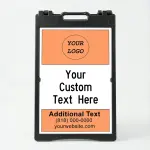 Custom logo and contact banner A-frame sign with orange top and bottom banners and white message center for Los Angeles service business or contractor