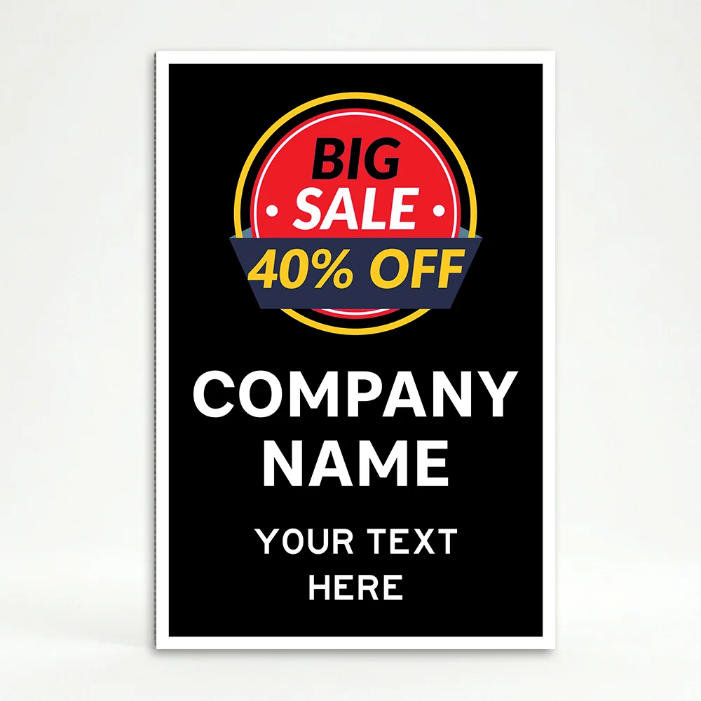Custom promotional A-frame sign with sale badge and business name for Los Angeles retail storefront
