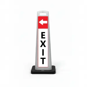 Exit Flat Cone Sign with Left Arrow — Red & White