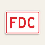18"×12" FDC sign with bold red lettering on white Maxmetal®. UV-resistant, ideal for LA single-system buildings requiring fast-read FDC inlet identification.