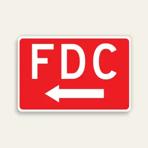 FDC Arrow Left Sign — Red Background