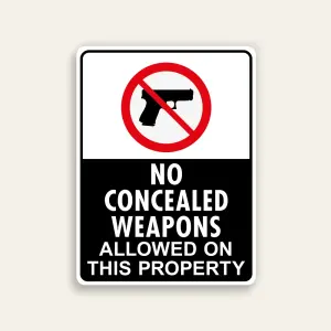 No Concealed Weapons Allowed On This Property