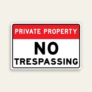 Private Property – No Trespassing Sign (Horizontal)