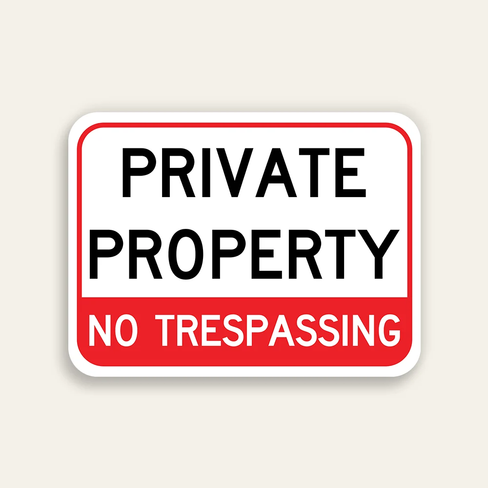 Private Property No Trespassing sign bold red and white two-tier design Maxmetal panel Los Angeles